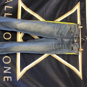 Medium Wash Express Jeans with a Yellow Stripe